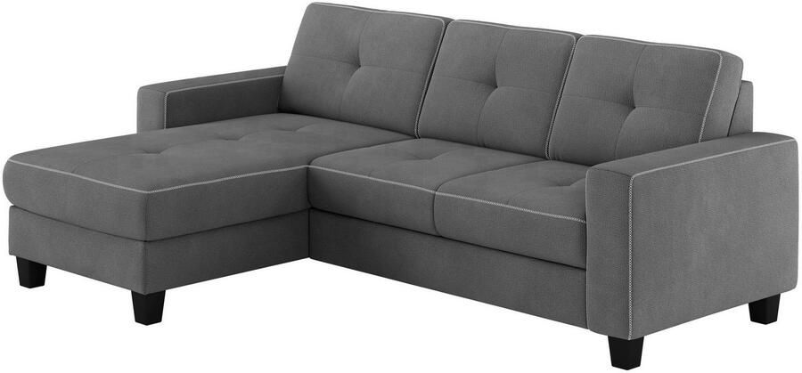 Places of Style Hoekbank Varese Kruisnaad in beige - Foto 4