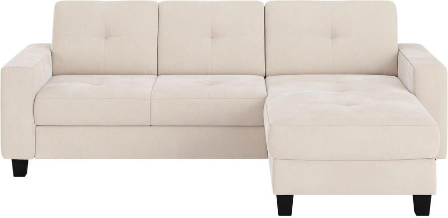 Places of Style Hoekbank Varese Kruisnaad in beige - Foto 4