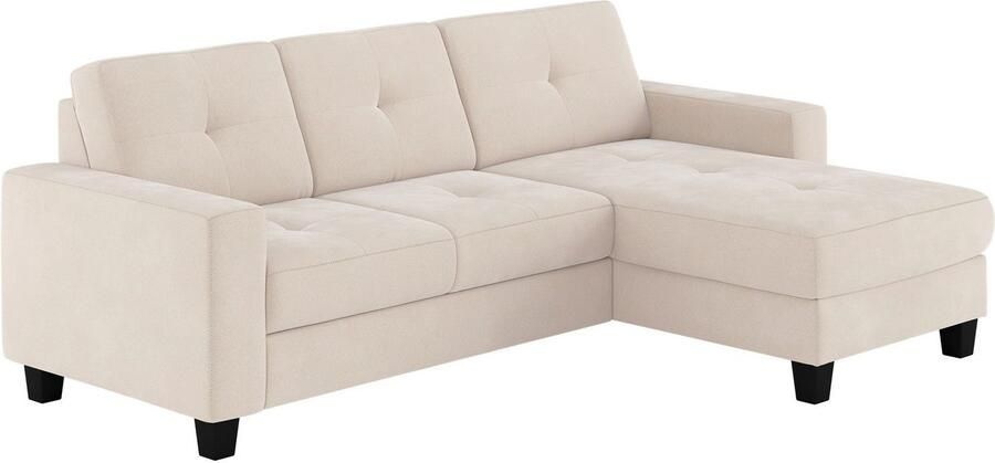 Places of Style Hoekbank Varese Kruisnaad in beige - Foto 5