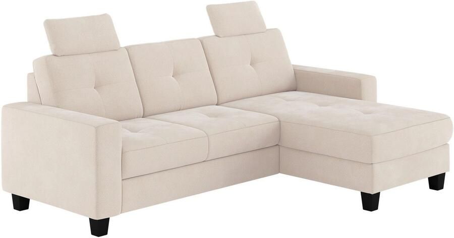 Places of Style Hoekbank Varese Kruisnaad in beige