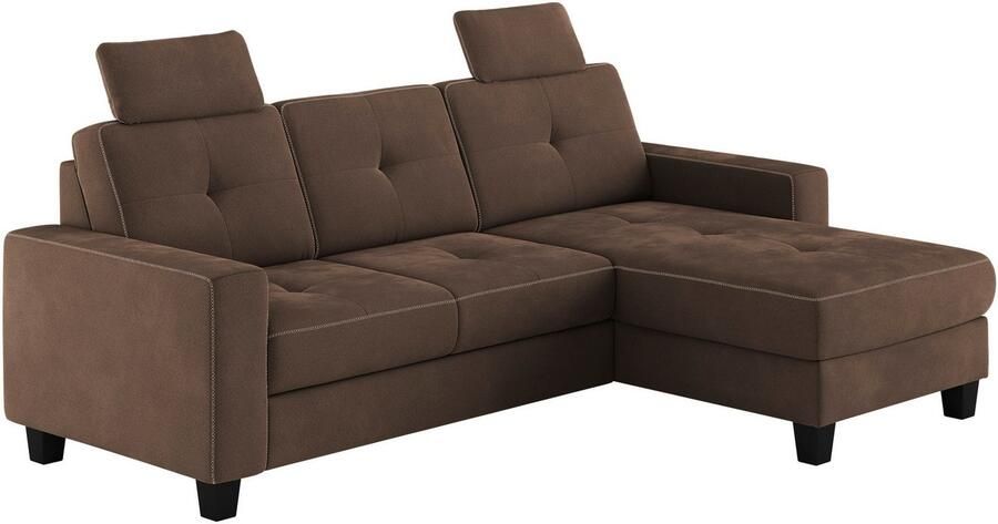 Places of Style Hoekbank Varese Kruisnaad in beige