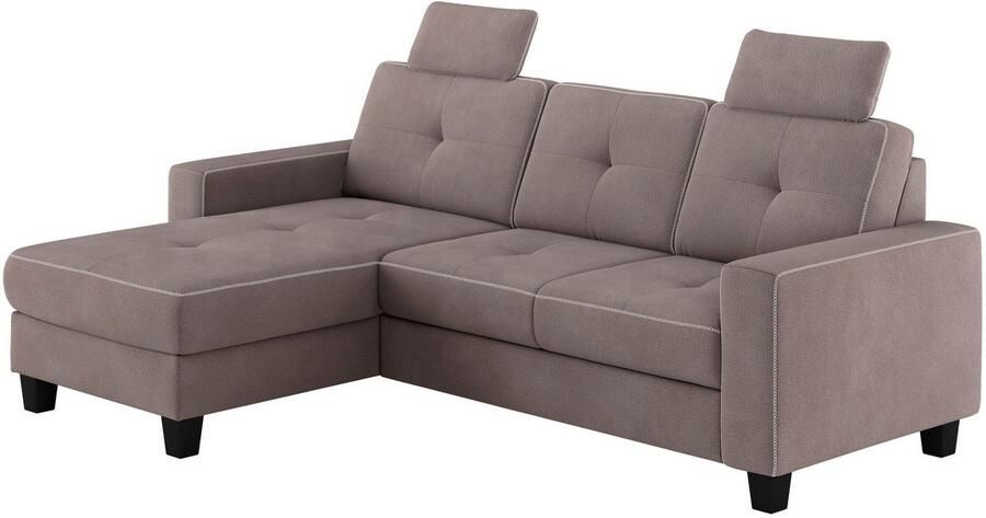 Places of Style Hoekbank Varese Kruisnaad in beige