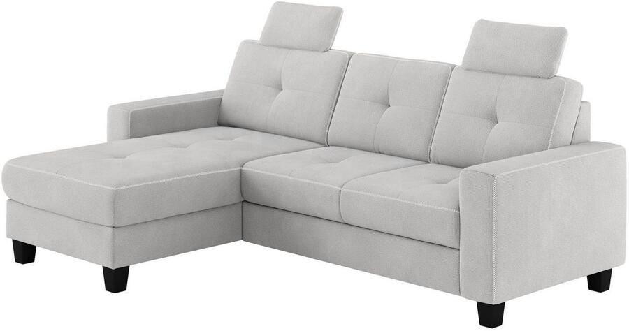 Places of Style Hoekbank Varese Kruisnaad in beige