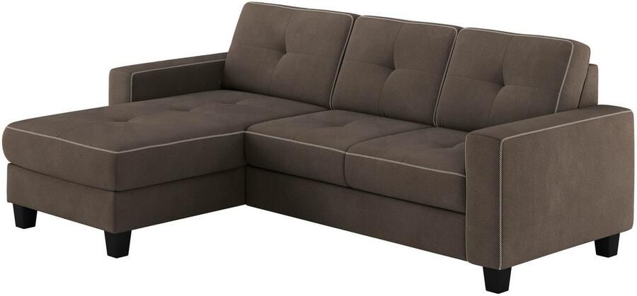 Places of Style Hoekbank Varese Kruisnaad in beige - Foto 4