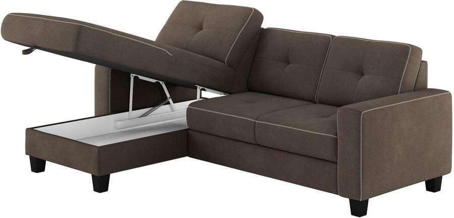 Places of Style Hoekbank Varese Kruisnaad in beige - Foto 5