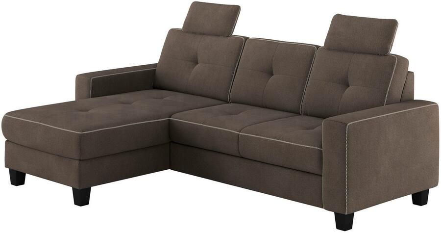 Places of Style Hoekbank Varese Kruisnaad in beige