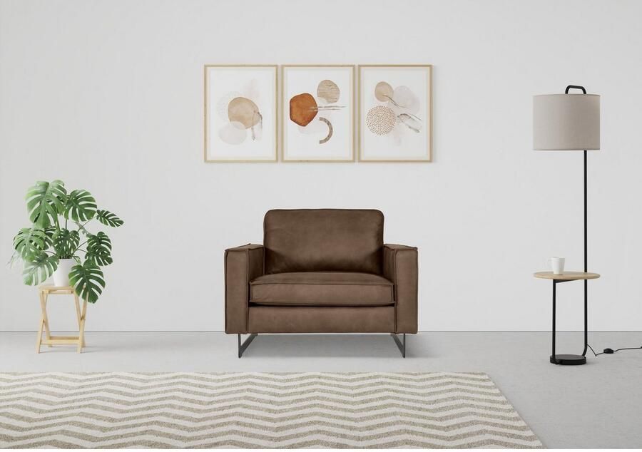 Places of Style Loveseat Pinto 105 cm cord chenille leerlook (set) - Foto 2