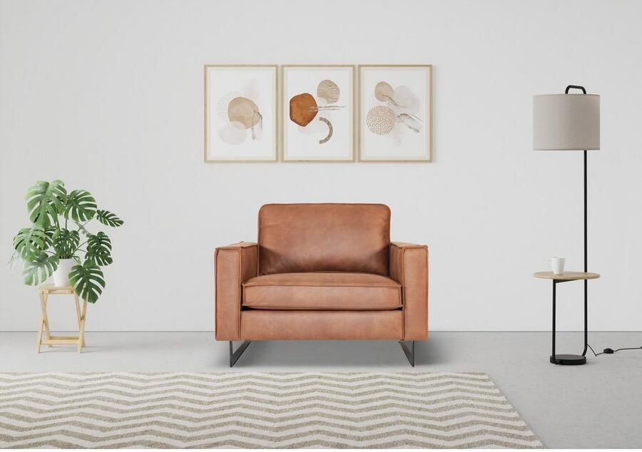 Places of Style Loveseat Pinto 105 cm cord chenille leerlook (set) - Foto 3