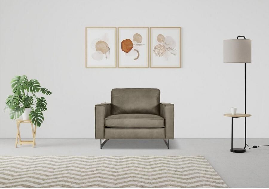 Places of Style Loveseat Pinto 105 cm cord chenille leerlook (set) - Foto 2