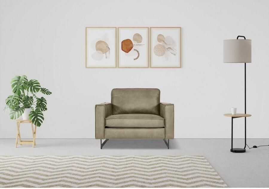 Places of Style Loveseat Pinto 105 cm cord chenille leerlook (set) - Foto 2