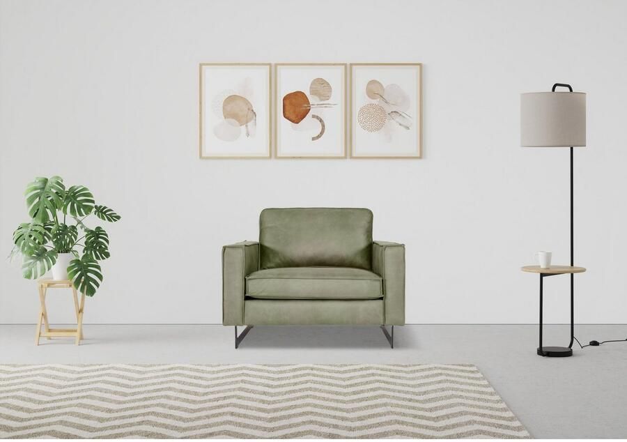 Places of Style Loveseat Pinto 105 cm cord chenille leerlook (set) - Foto 2