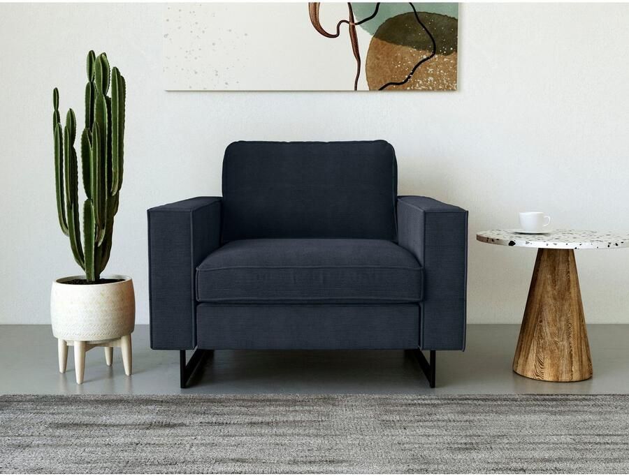 Places of Style Loveseat Pinto 105 cm cord chenille leerlook (set) - Foto 3