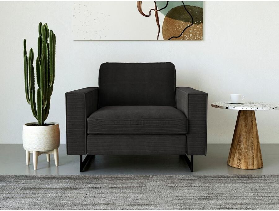 Places of Style Loveseat Pinto 105 cm cord chenille leerlook (set) - Foto 3