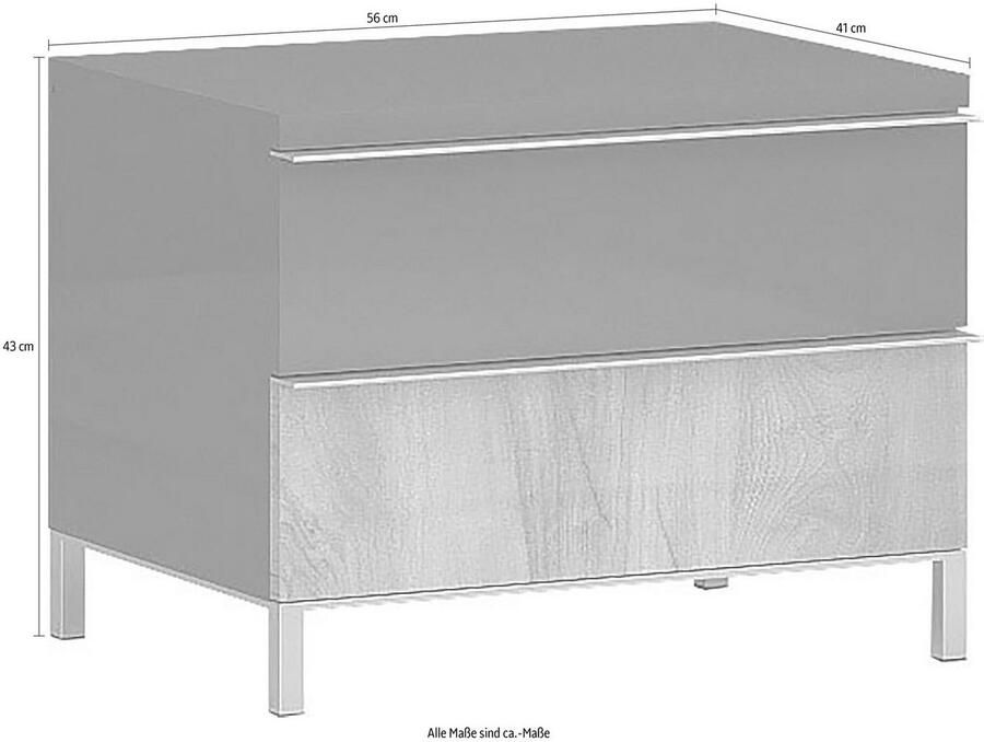 Places of Style Nachtkastje Onyx Nachtkastje met 2 of 3 Laden UV Lak Hoogglans
