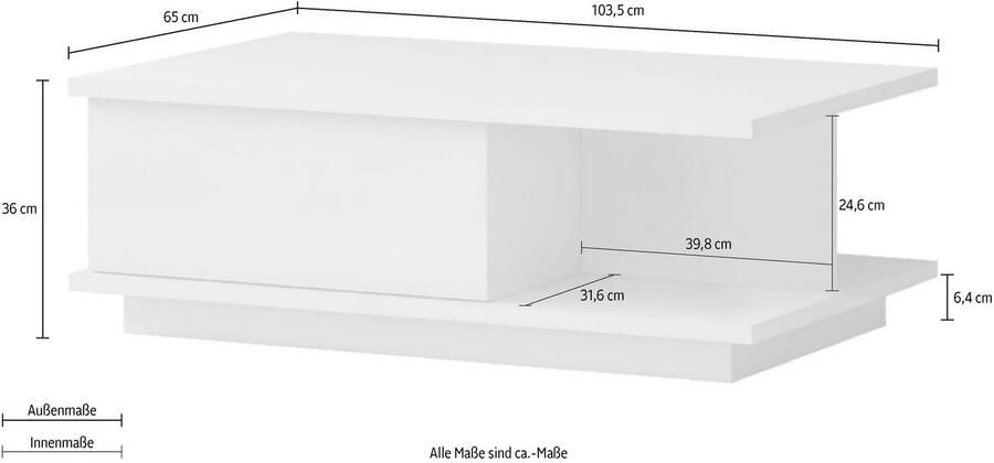 Places of Style Salontafel Piano UV gelakt woonkamer tafel met lade inclusief soft-closefunctie - Foto 4