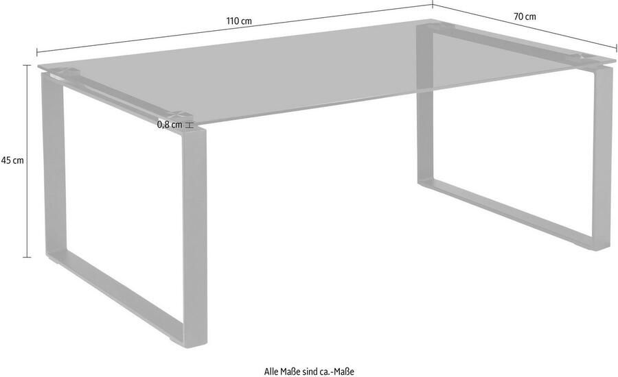 Places of Style Salontafel Simsbury Tafelblad van gehard glas 0 8 cm onderstel van metaal hoogte 45 cm - Foto 4