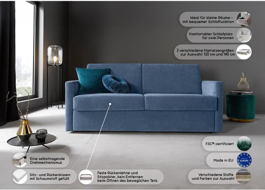 Places of Style Slaapbank Goldpoint 162 cm slaapbank ligoppervlak 120 200 cm