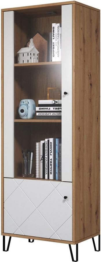 Places of Style Staande vitrinekast Tarragona met frezingen in ruitlook h b 172 63 cm - Foto 7