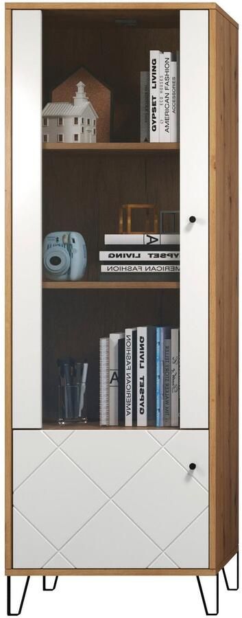 Places of Style Staande vitrinekast Tarragona met frezingen in ruitlook h b 172 63 cm - Foto 6