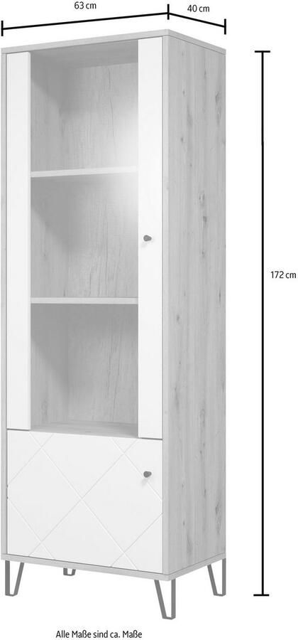 Places of Style Staande vitrinekast Tarragona met frezingen in ruitlook h b 172 63 cm - Foto 5