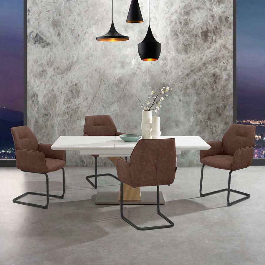 Places of Style Stoel met armleuningen Ginevra Zacht verdikte zitting en rugleuning met onderstel van metaal zithoogte 51 cm (2 stuks) - Foto 2
