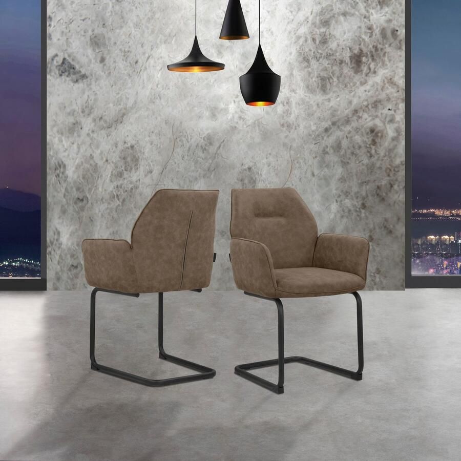 Places of Style Stoel met armleuningen Ginevra Zacht verdikte zitting en rugleuning met onderstel van metaal zithoogte 51 cm (2 stuks) - Foto 3