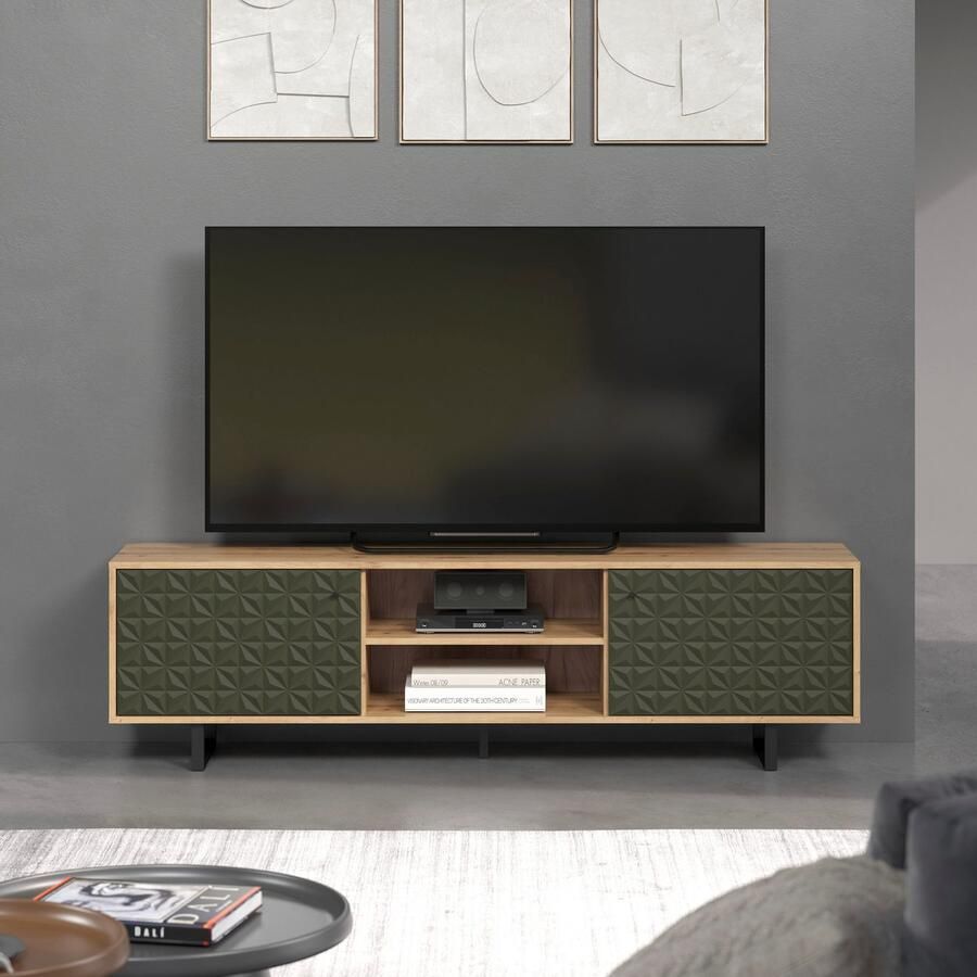 Places of Style Tv-meubel Ferretti TV-tafel met bijzondere frezing poten en grepen van metaal - Foto 2