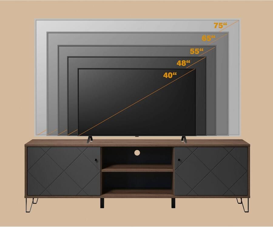 Places of Style Tv-meubel MOLVENO Commode met gestructureerde fronten Soft-Close B 183 cm (1 stuk) - Foto 2