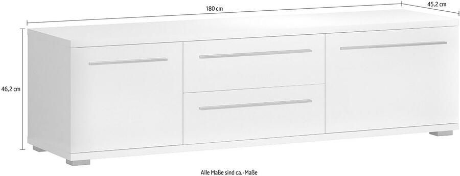 Places of Style Tv-meubel Piano TV-kast in breedte 165 of 180 cm met soft-close functie Hoogglans UV-gelakt Br 180 cm met verschillende deur- en ladeafmetingen - Foto 6