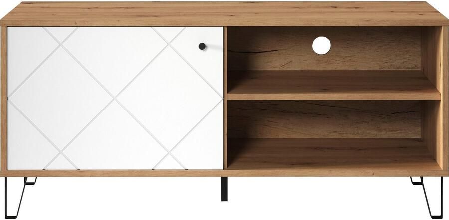 Places of Style Tv-meubel Tarragona TV-kast TV-lowboard met frezingen in ruitlook en praktische kabeldoorvoer - Foto 7