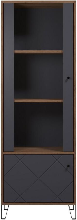 Places of Style Vitrinekast MOLVENO Woonkamer vitrine met voelbare grafiet vierkantlook 63 40 172 cm (1 stuk) - Foto 13