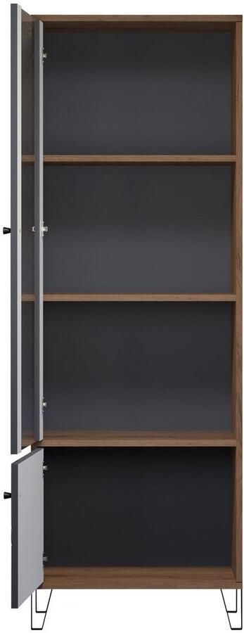 Places of Style Vitrinekast MOLVENO Woonkamer vitrine met voelbare grafiet vierkantlook 63 40 172 cm (1 stuk) - Foto 12