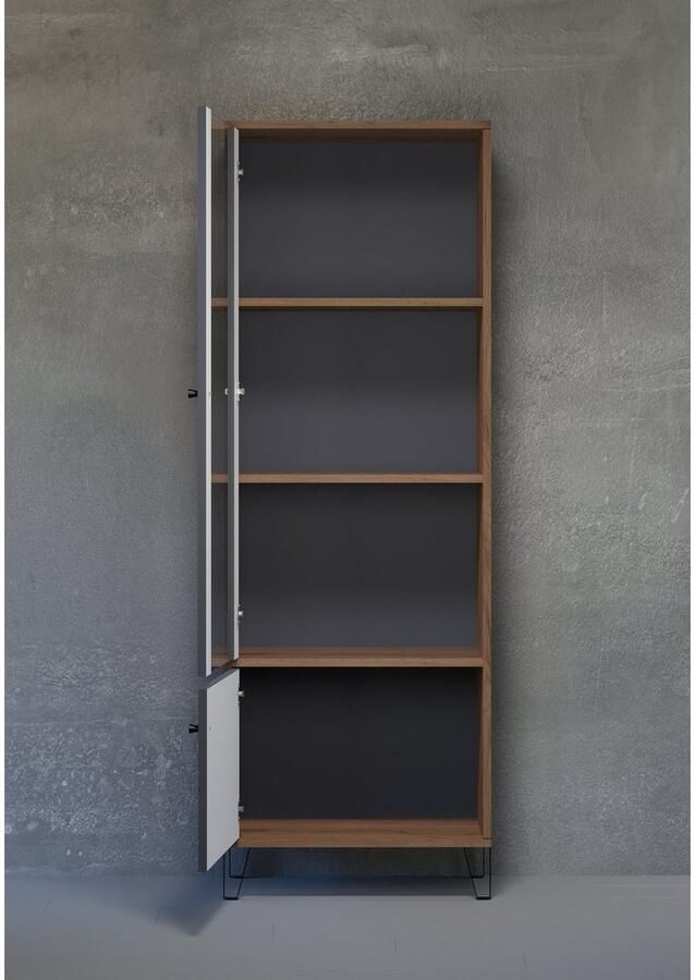 Places of Style Vitrinekast MOLVENO Woonkamer vitrine met voelbare grafiet vierkantlook 63 40 172 cm (1 stuk) - Foto 7