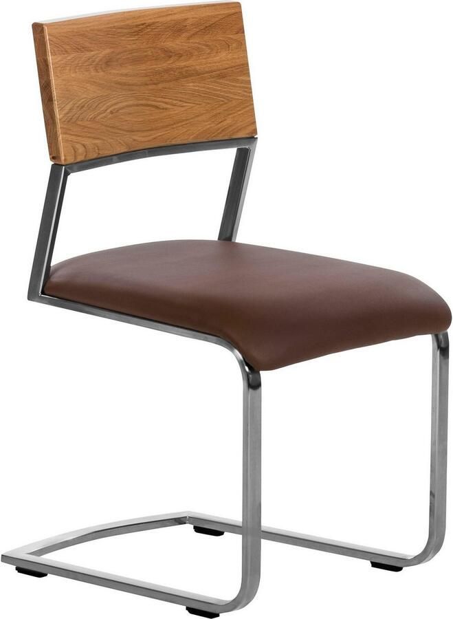 Places of Style Vrijdragende stoel Aurea gemaakt met massief wildeiken (set van 2) - Foto 2