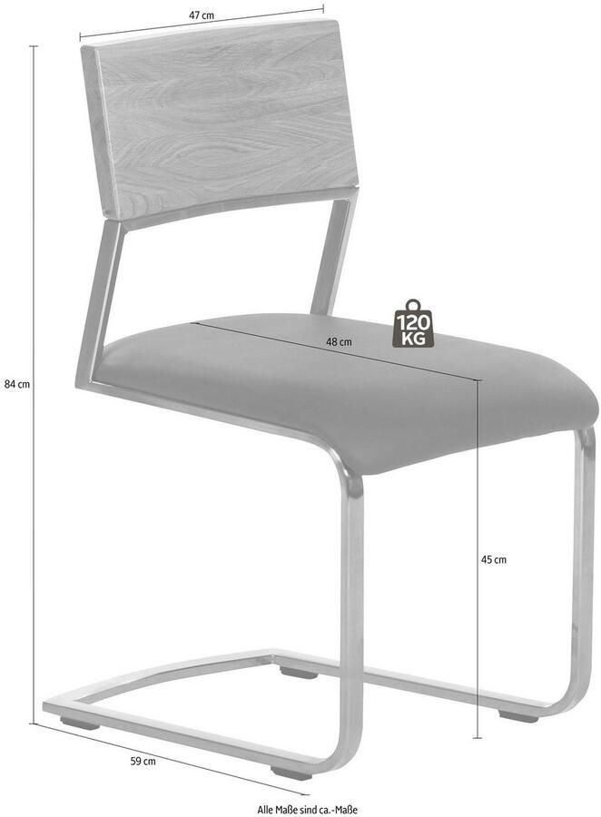 Places of Style Vrijdragende stoel Aurea gemaakt met massief wildeiken (set van 2)