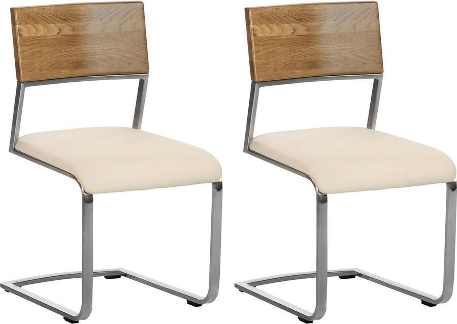 Places of Style Vrijdragende stoel Aurea gemaakt met massief wildeiken (set van 2) - Foto 2