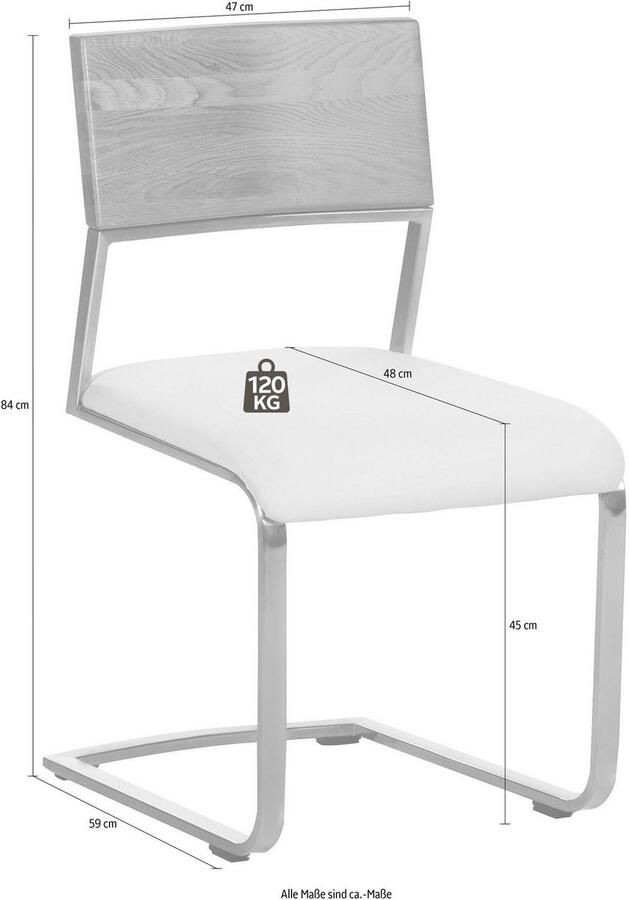 Places of Style Vrijdragende stoel Aurea gemaakt met massief wildeiken (set van 2) - Foto 3