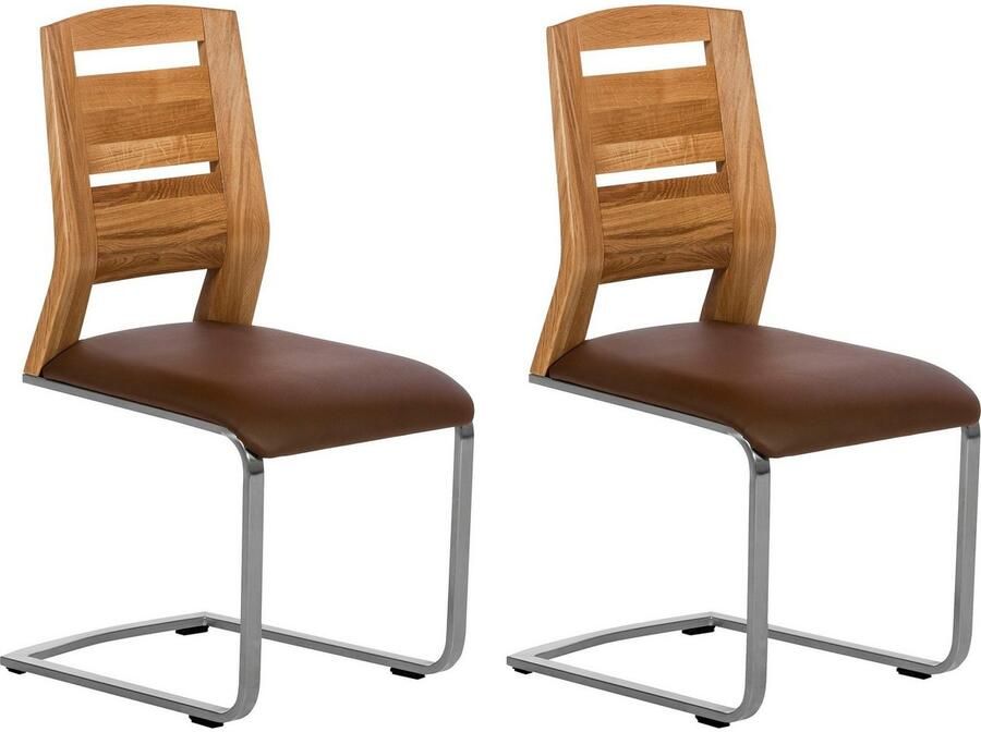 Places of Style Vrijdragende stoel Pisa gecombineerd met massief wildeiken (set van 2)