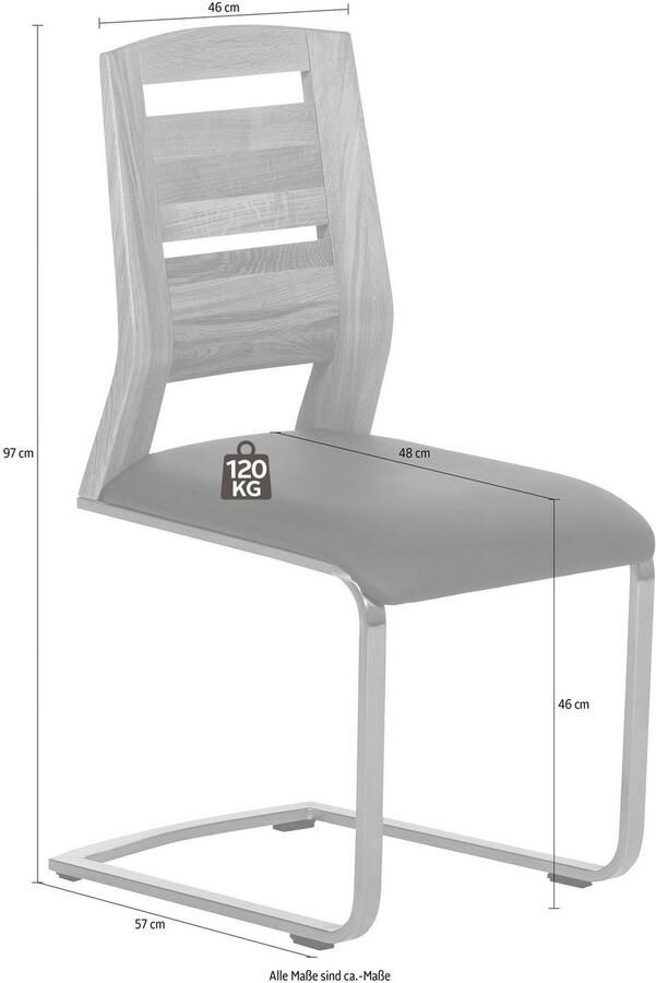 Places of Style Vrijdragende stoel Pisa gecombineerd met massief wildeiken (set van 2) - Foto 3