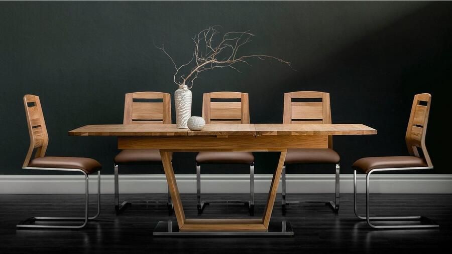 Places of Style Vrijdragende stoel Pisa gecombineerd met massief wildeiken (set van 2) - Foto 6