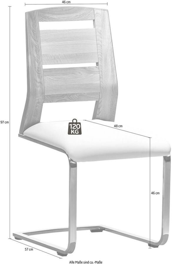 Places of Style Vrijdragende stoel Pisa gecombineerd met massief wildeiken (set van 2) - Foto 2