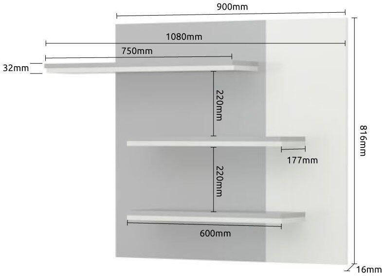 Places of Style Wandplank Stela wit uv-gelakt front breedte: 108 cm - Foto 3