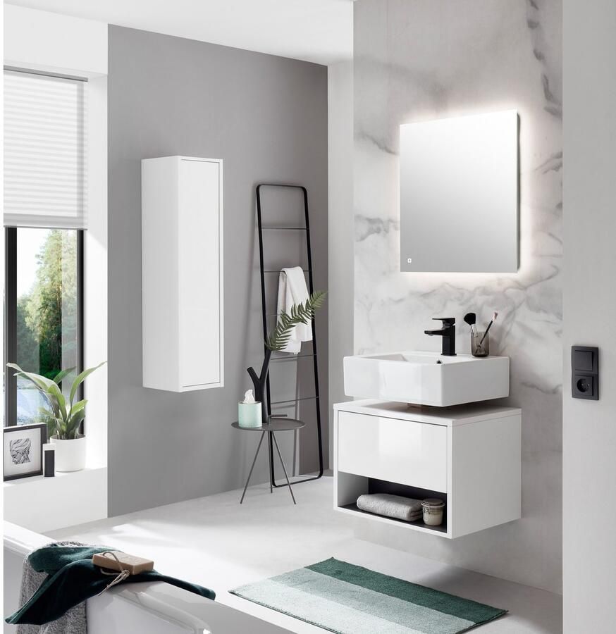 Places of Style Wastafelonderkast Studio Line badmeubel in hoogglans wit wastafel in twee kleuren beschikbaar voldoende opbergruimte