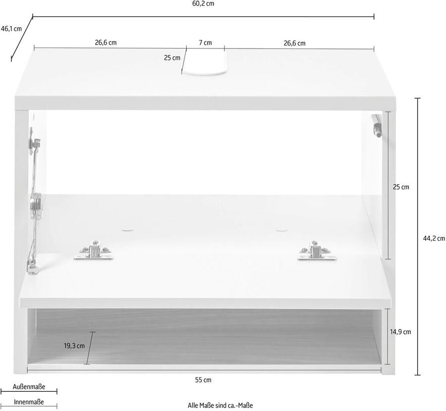 Places of Style Wastafelonderkast Studio Line badmeubel in hoogglans wit wastafel in twee kleuren beschikbaar voldoende opbergruimte