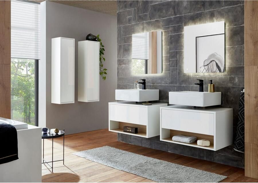 Places of Style Badkamerserie Studio Line bad in modern ontwerp 6-delig badkamer Kast onderkast en spiegel in twee kleuren beschikbaar opbergruimte (6-delig) - Foto 7