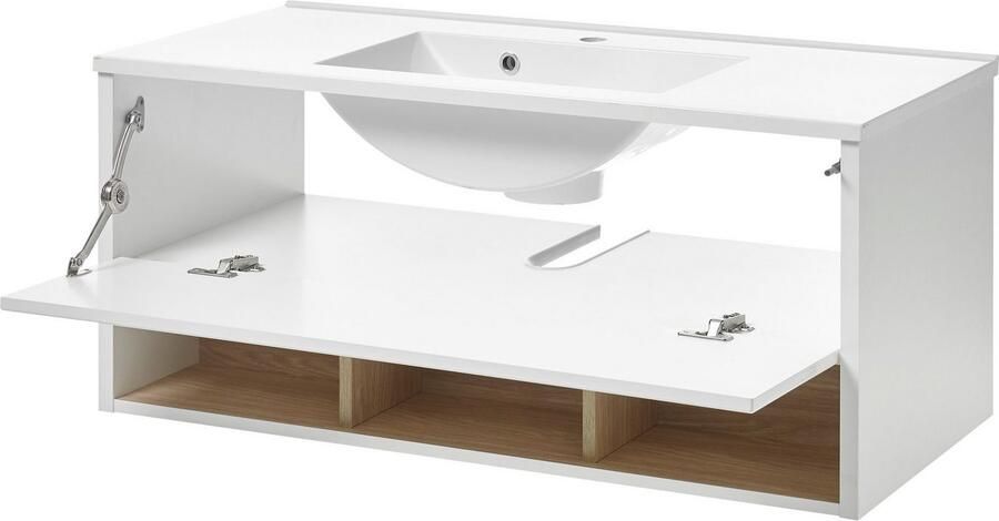 Places of Style Badkamerserie Studio Line bad in modern ontwerp 4-delig badkamer Kast wastafel en spiegel in twee kleuren beschikbaar opbergruimte (4-delig) - Foto 14