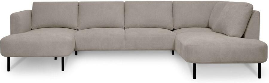 Places of Style Zithoek Cesola in zachte chenille-stof breedte 327 cm met zwarte metalen poten - Foto 11