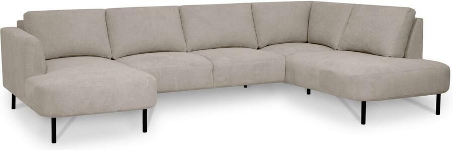 Places of Style Zithoek Cesola in zachte chenille-stof breedte 327 cm met zwarte metalen poten - Foto 10