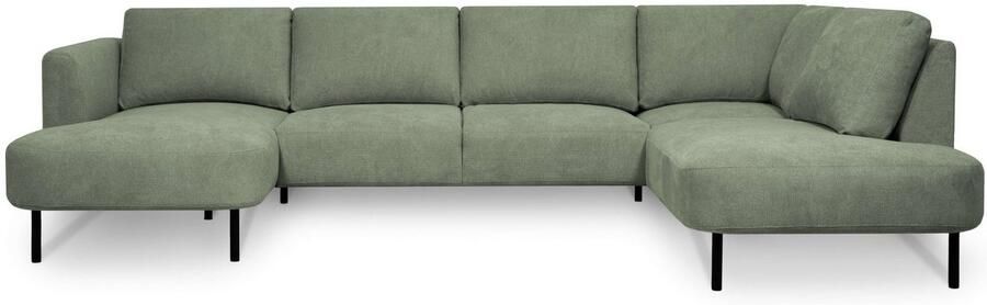 Places of Style Zithoek Cesola in zachte chenille-stof breedte 327 cm met zwarte metalen poten - Foto 11