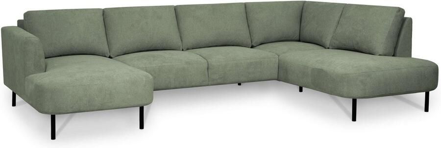 Places of Style Zithoek Cesola in zachte chenille-stof breedte 327 cm met zwarte metalen poten - Foto 10